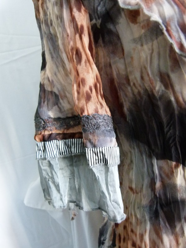Twinset Chiffon Bluse mit passendem Top, Leoprint, braun grau, Mori Boho Lagenlook