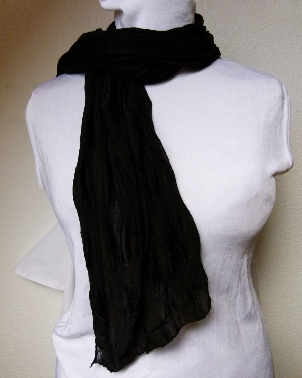 Leichter Schal Tuch Haltuch, lang, schwarz, transparent, Gothic Mori Boho Emo Goa Festival Festlich 