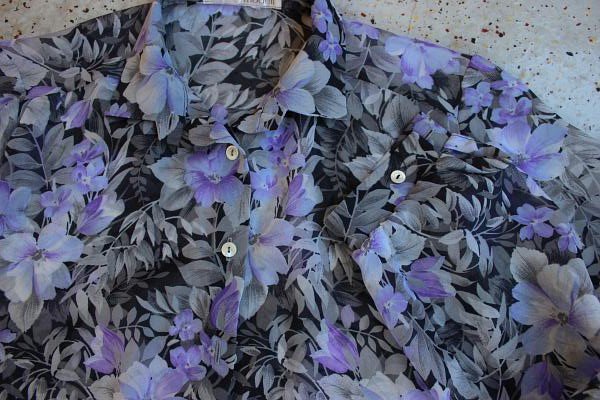 SOMMERMANN Seidenbluse Perlmutt Business semi-transparent floral violett grau