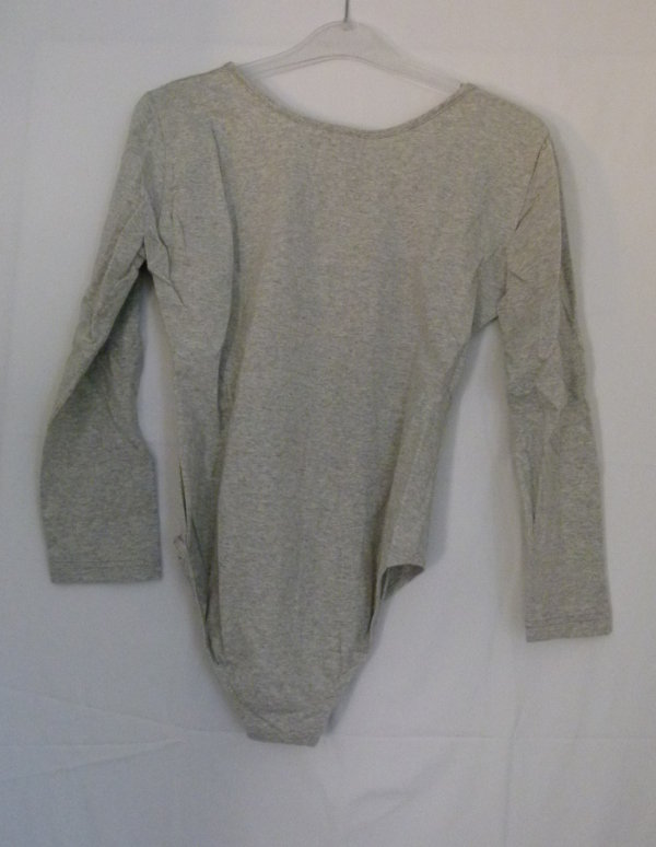 Langarm Body, grau/ meliert silber, aus den 90ern, NEU, Fitness Sport Tanz Flashdance 90s Yoga Festival
