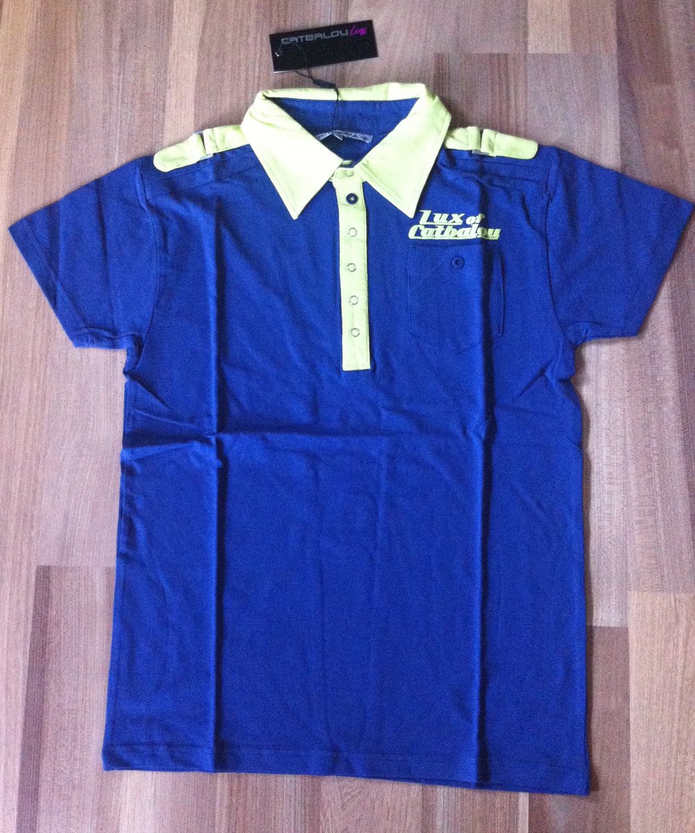 Tolles Polo Shirt in herrlichem Blau und Neon Gelb Größe M