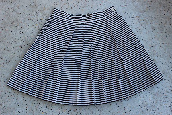 Vintage 90s SOliver Plissee Faltenrock schwarz-weiß geringelt