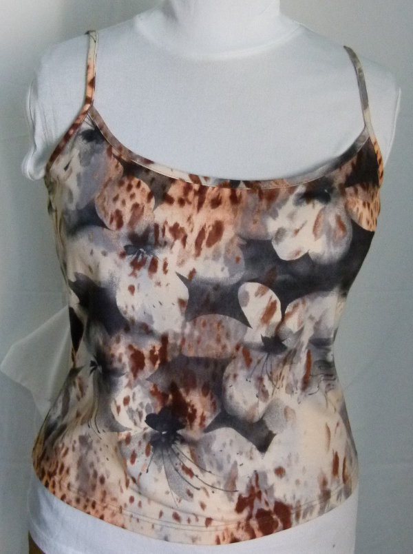 Twinset Chiffon Bluse mit passendem Top, Leoprint, braun grau, Mori Boho Lagenlook