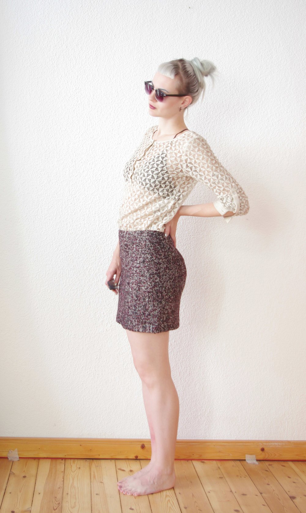 Gewebter Rock Gr. 36 S 38 Turnover Wolle Pencilskirt