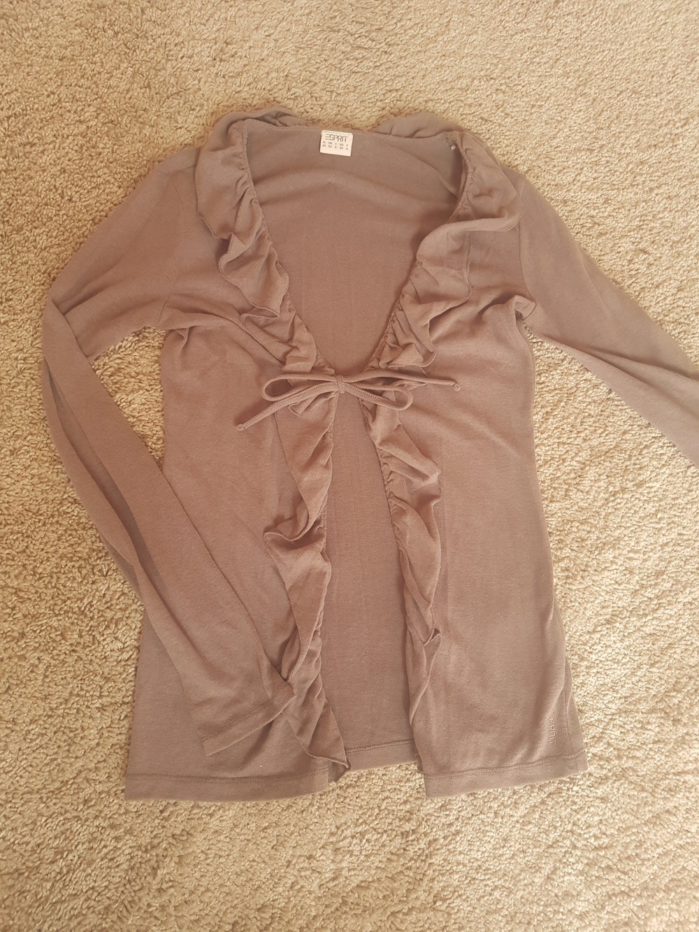 Weiche Esprit Strickjacke Cardigan Beige Braun Taupe XS S 34 36