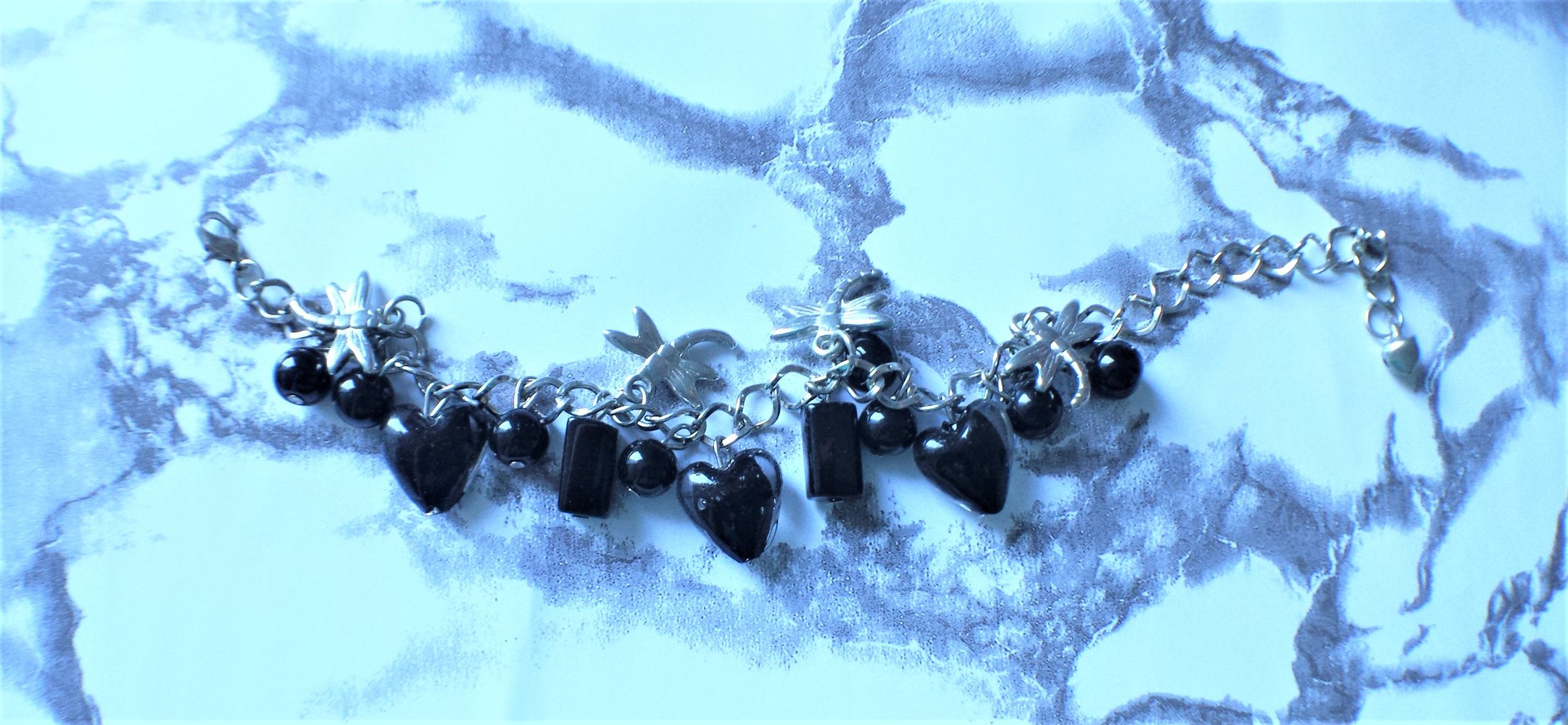 Venedig - Schwarzes Muranoglas Bettelarmband