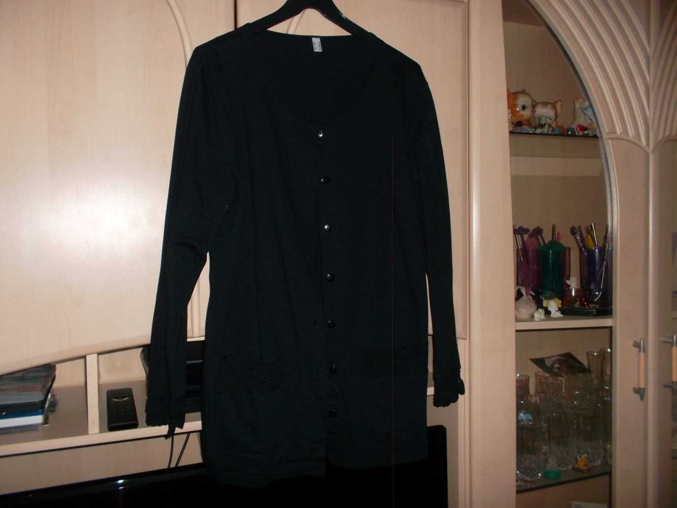 schwarze stoffjacke/bluse,grösse 42