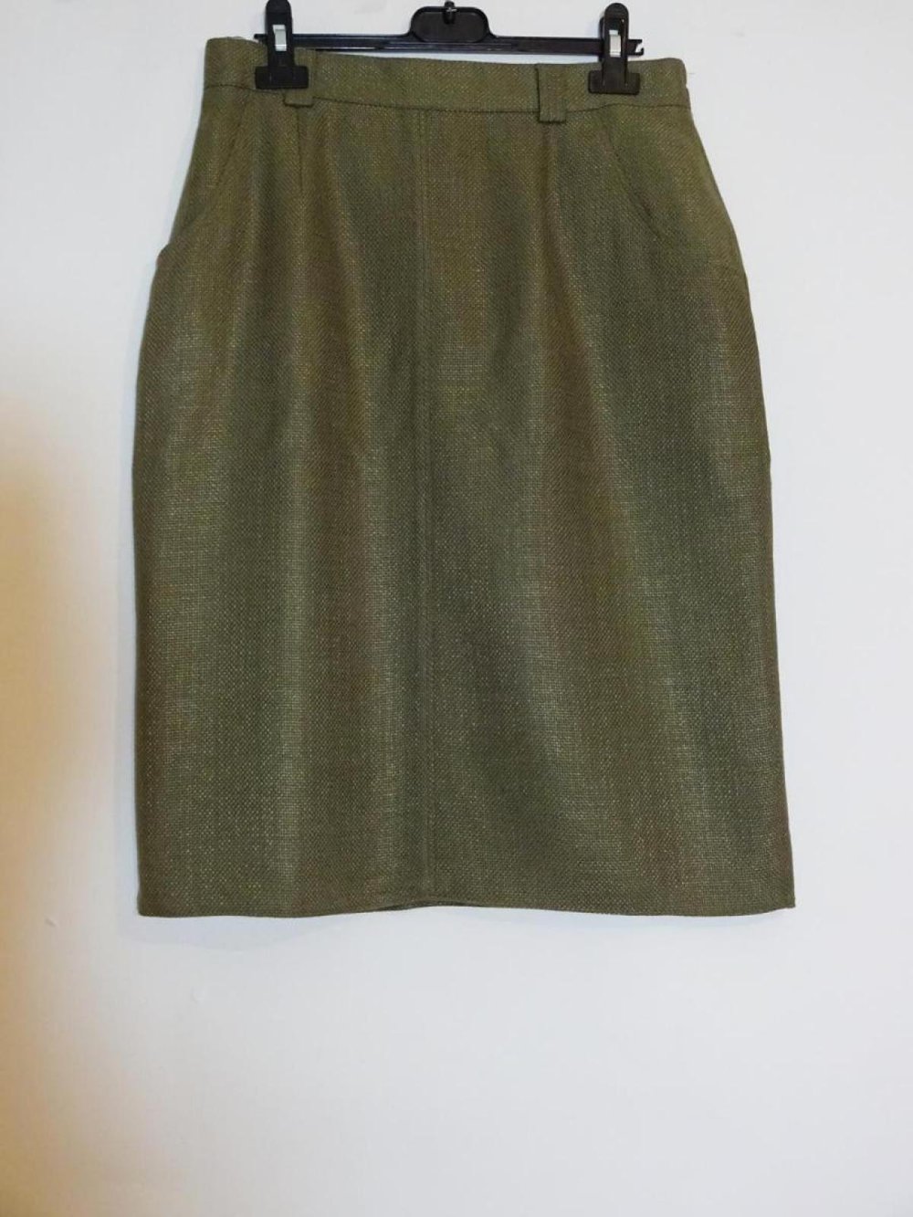Strukturierter Bleistiftrock Basic Klassiker Leinen Khaki Gr. 40 Gr. M