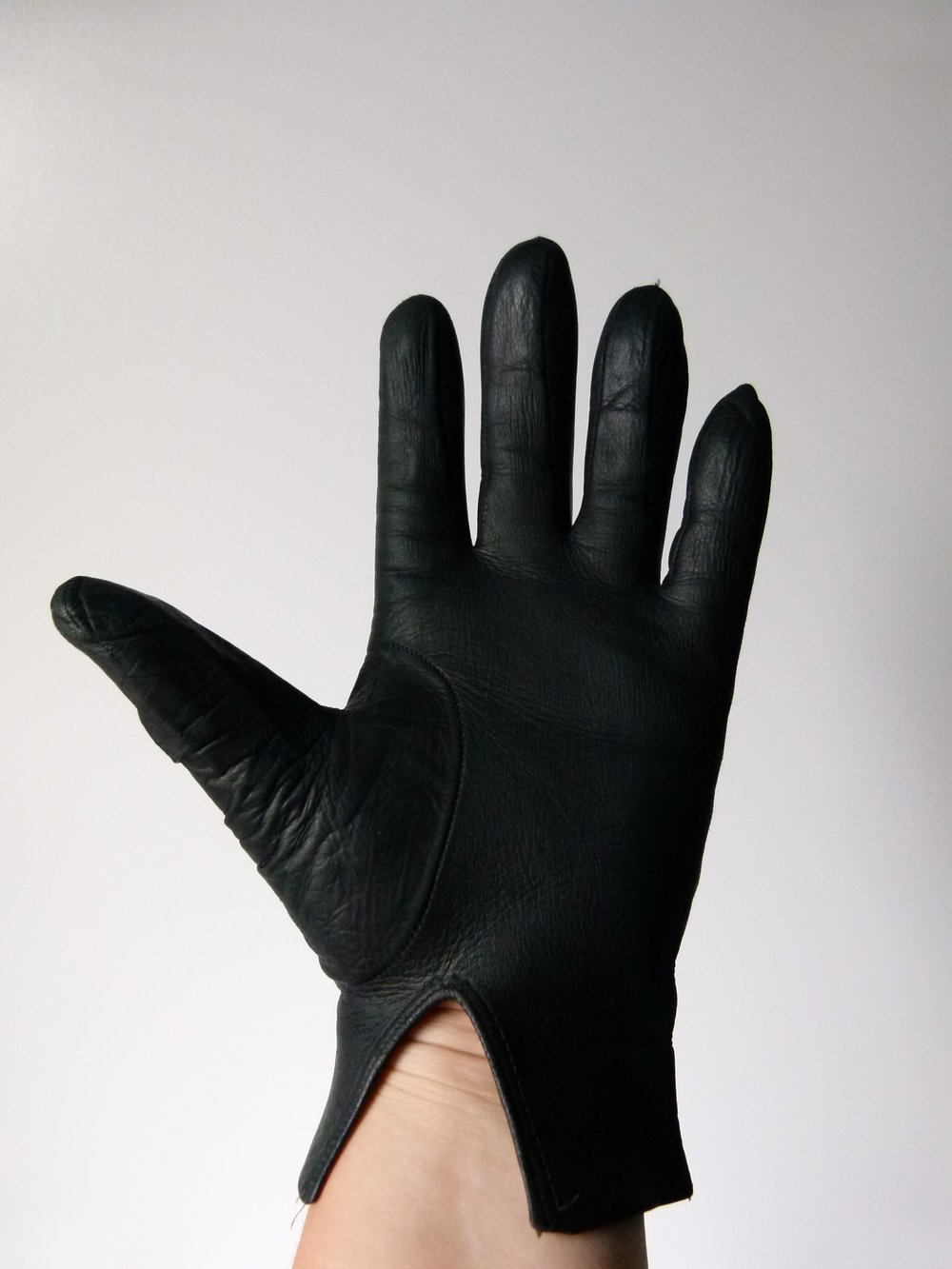 Leder Handschuhe, True Vintage, schwarz, Gothic Retro Boho Rockabilly Mori 60s 50s