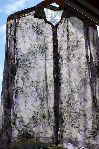 SOMMERMANN Seidenbluse Perlmutt Business semi-transparent floral violett grau