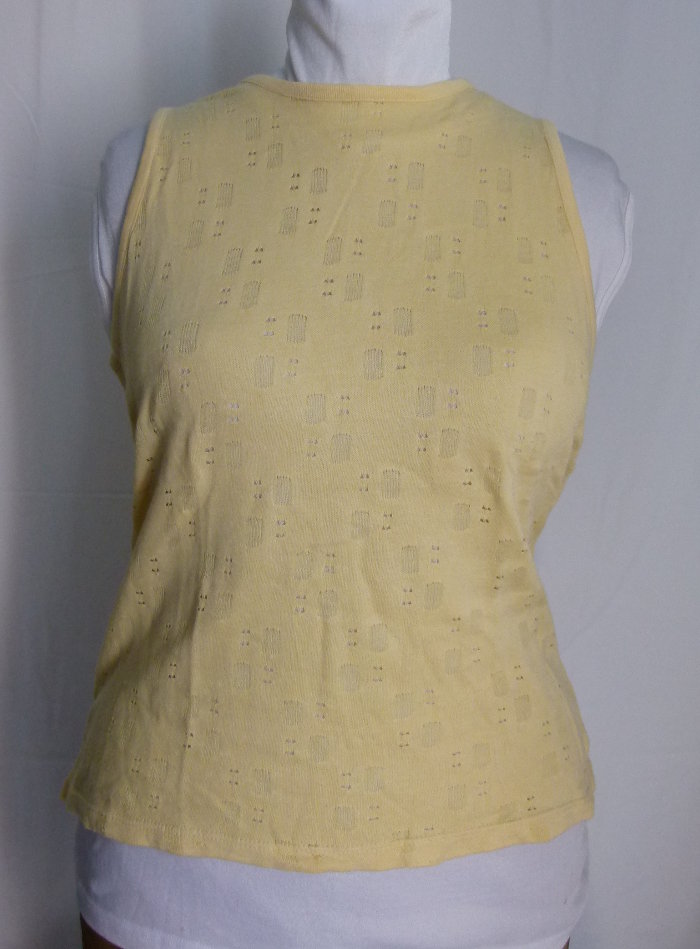 Top mit rundem Rückenausschnitt, hellgelb, aus den 80ern, Boho 80s Vintage Festival Goa Hippie Retro Sommer