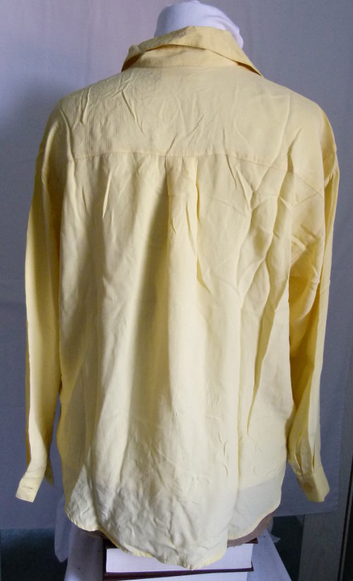 Seiden Bluse, fein gerippt, hellgelb, Boho Retro Sommer Vintage