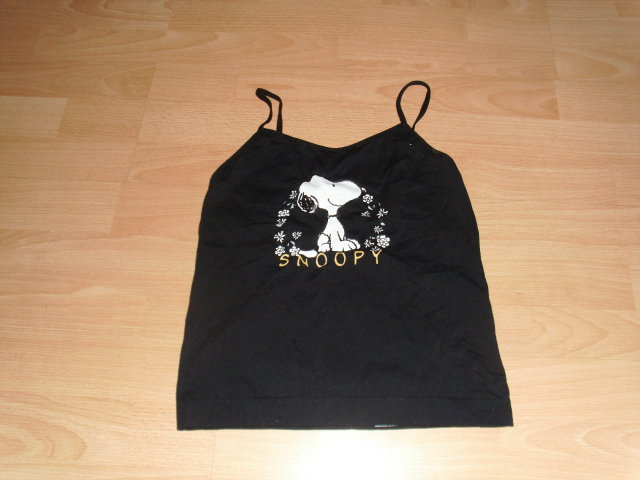 Tankinioberteil von Snoopy, schwarz mit Motiv, Gr. 164