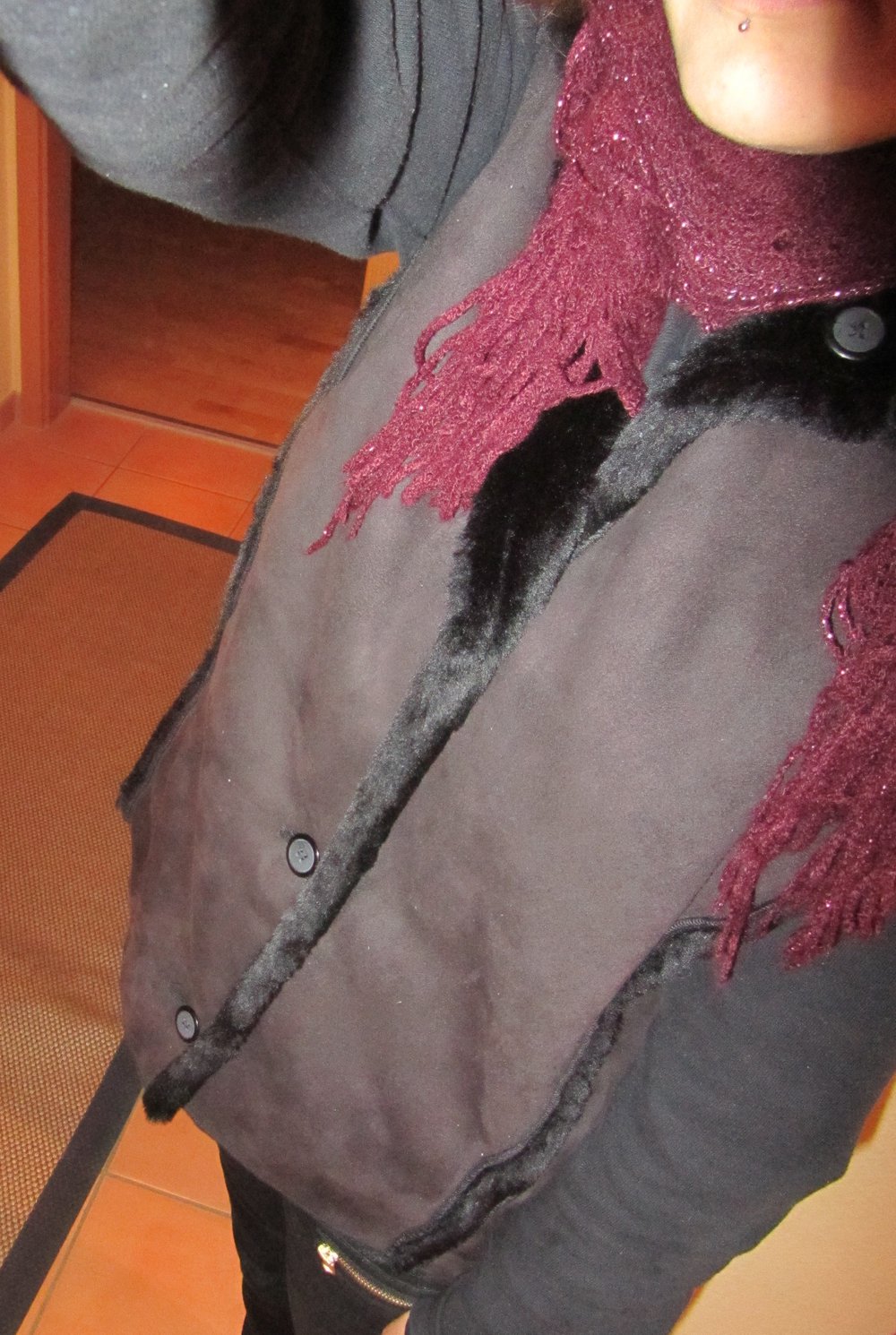 Winter warme schwarze Weste Wendeweste
