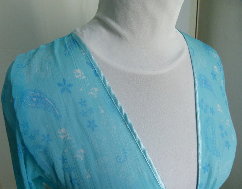 Chiffon Cardigan, türkis, Schmetterling Paisley-Muster, Mori Elfen Goa Sommer Festival Boho Hippie Lagenlook