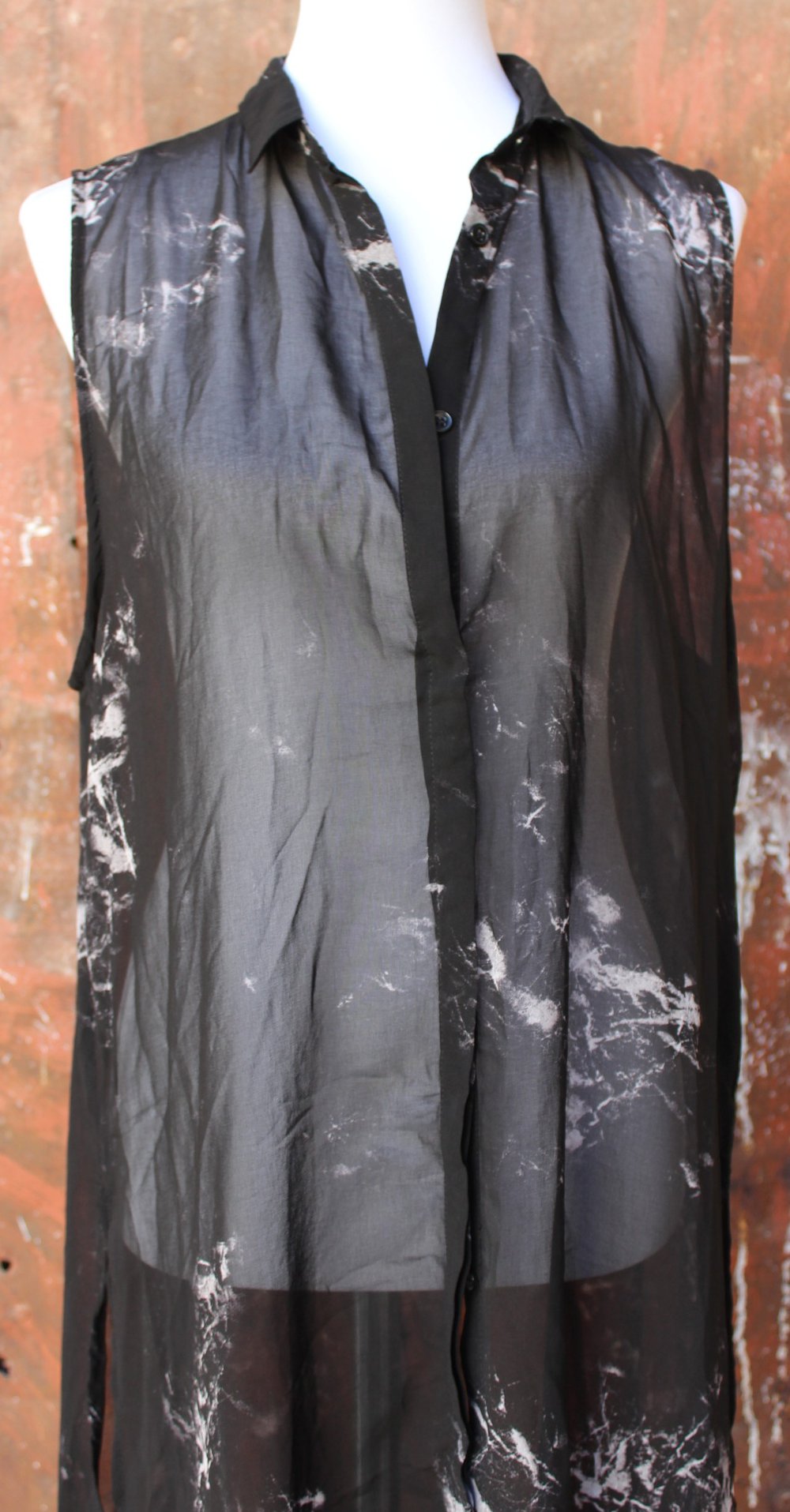 schwarze lange geschlitzte Bluse, H&M Divided Grey, Größe 36
