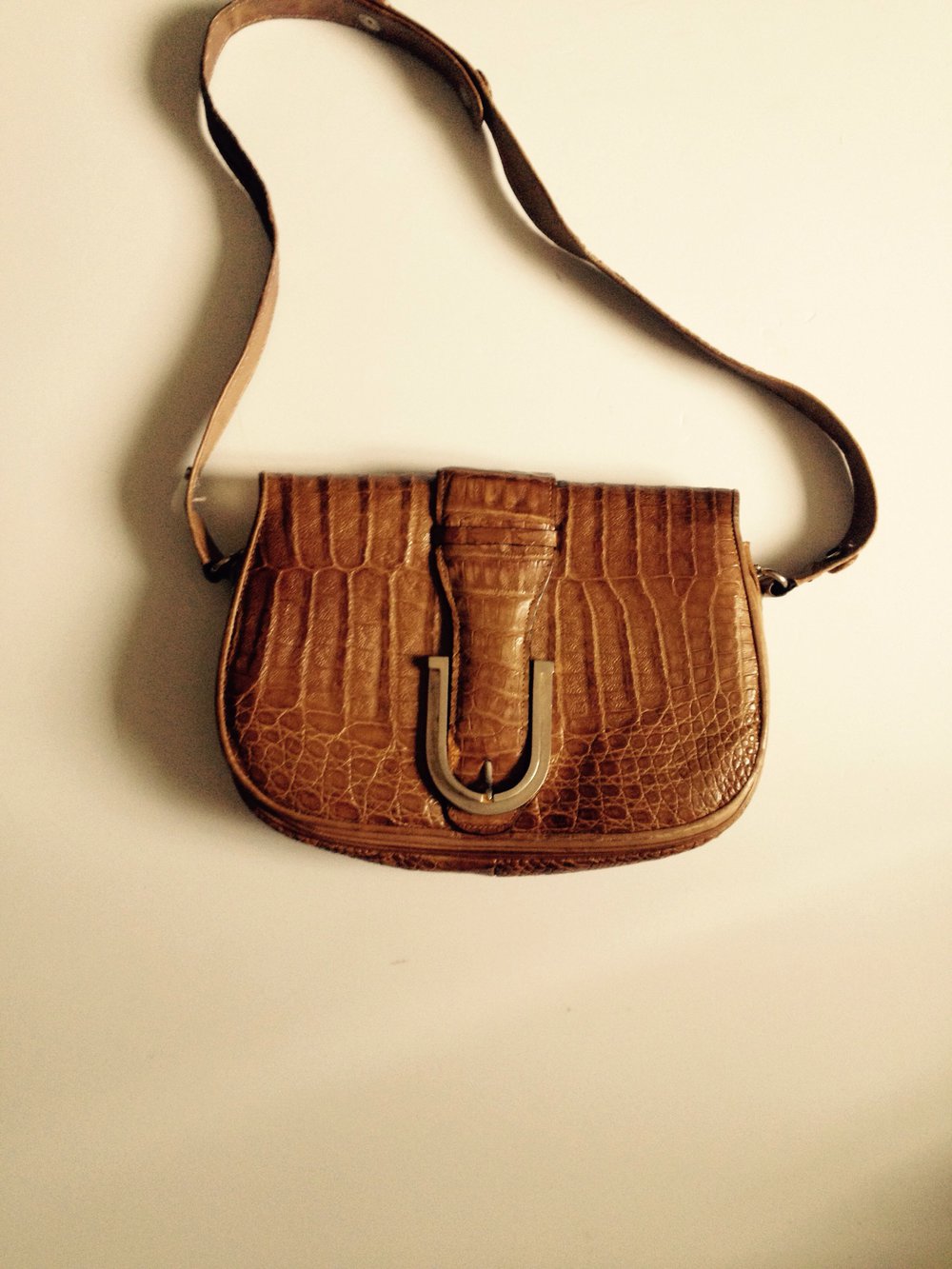 Cognac Leder Vintage Umhängetasche Bag 