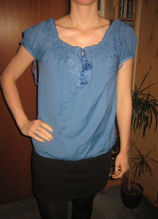 blaue Spitzenbluse von Promod *Mengenrabatt*