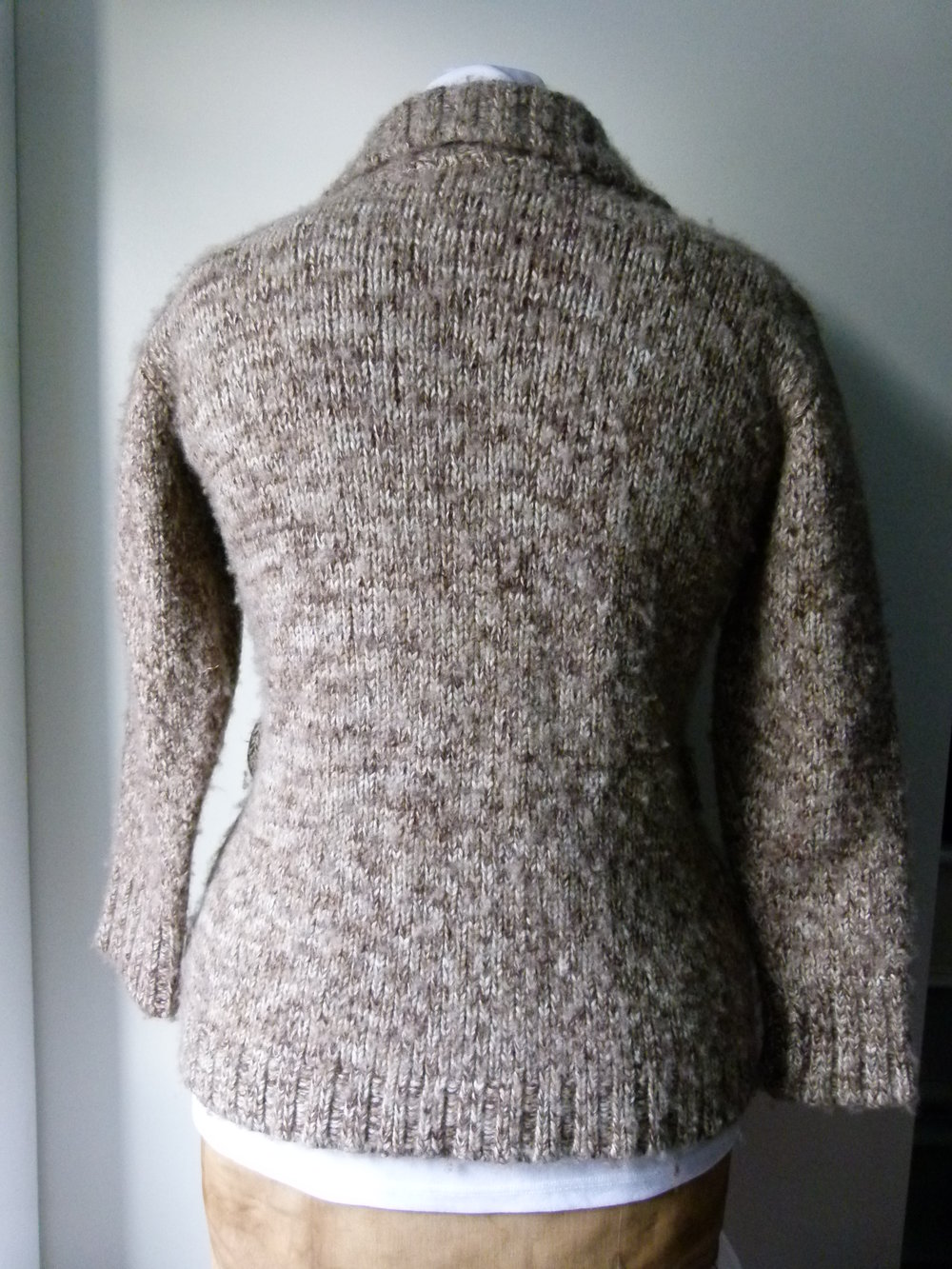 Strickjacke Cardigan, grau braun meliert, Winter Boho Mori Lagenlook