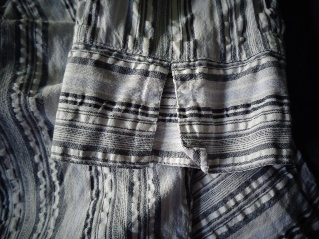 #Bluse Seersucker 3/4 Arm Gr. 34 weiß/blau-gestreift