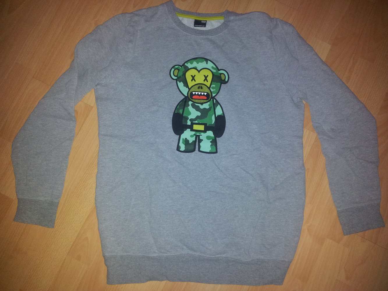 Pullover grau Affe Fishbone