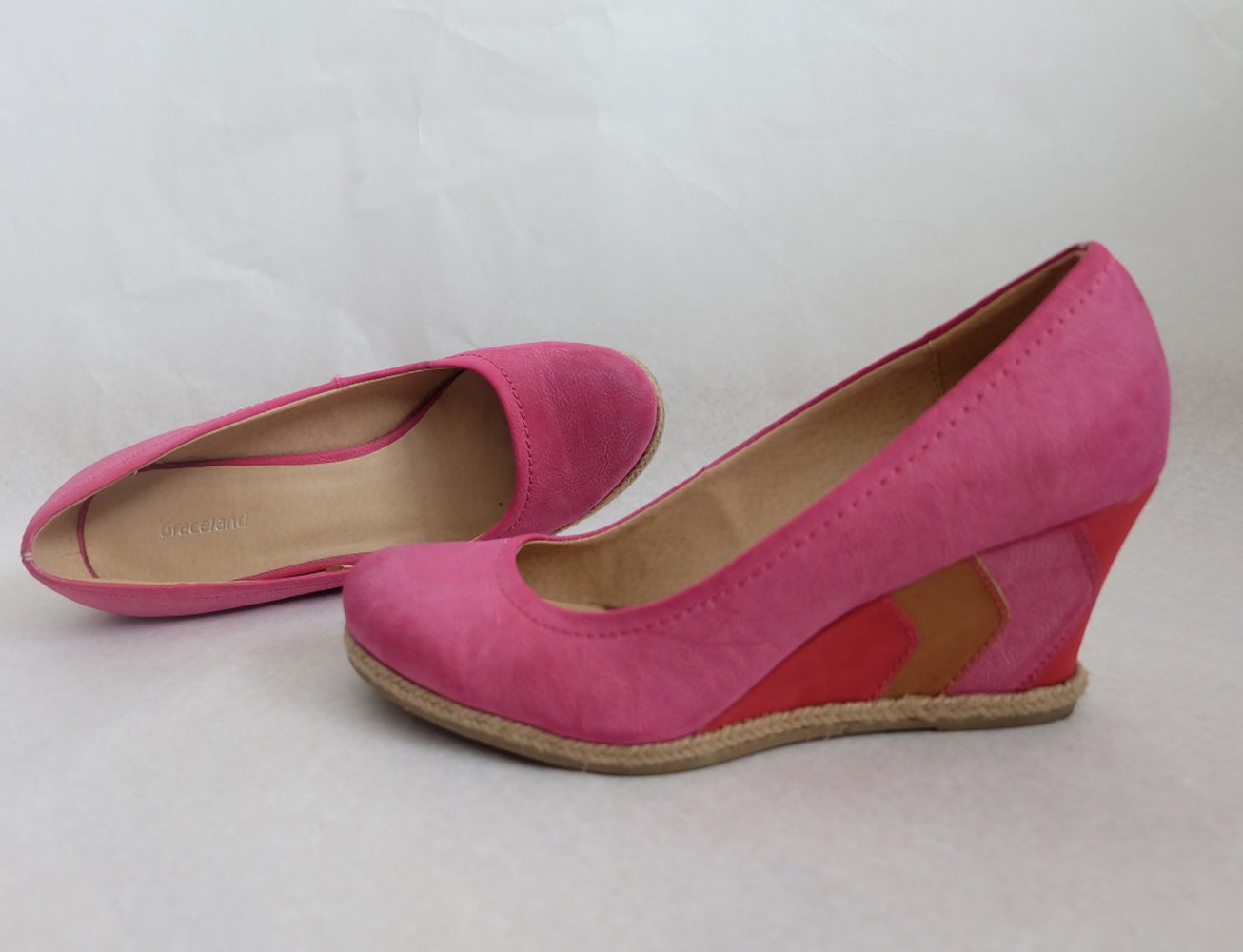 Damen Schuhe Wedges mit Keilabsatz im Espadrilles-Look in Pink