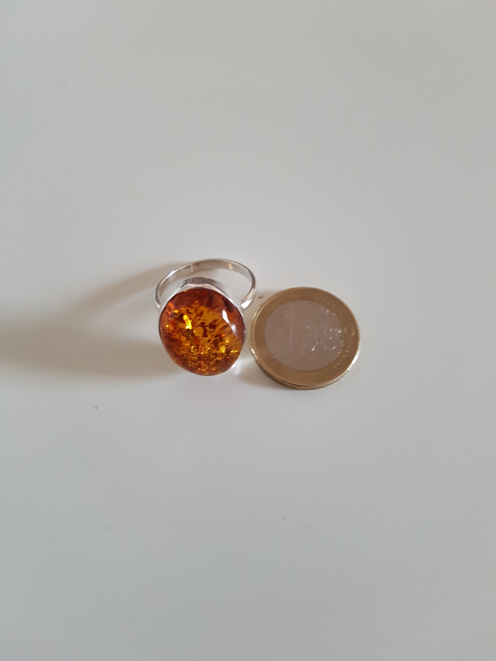 925er Silberring mit Bernstein - neu