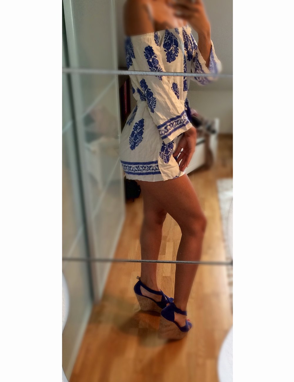 Jumpsuit Blogger Blau Weiß 