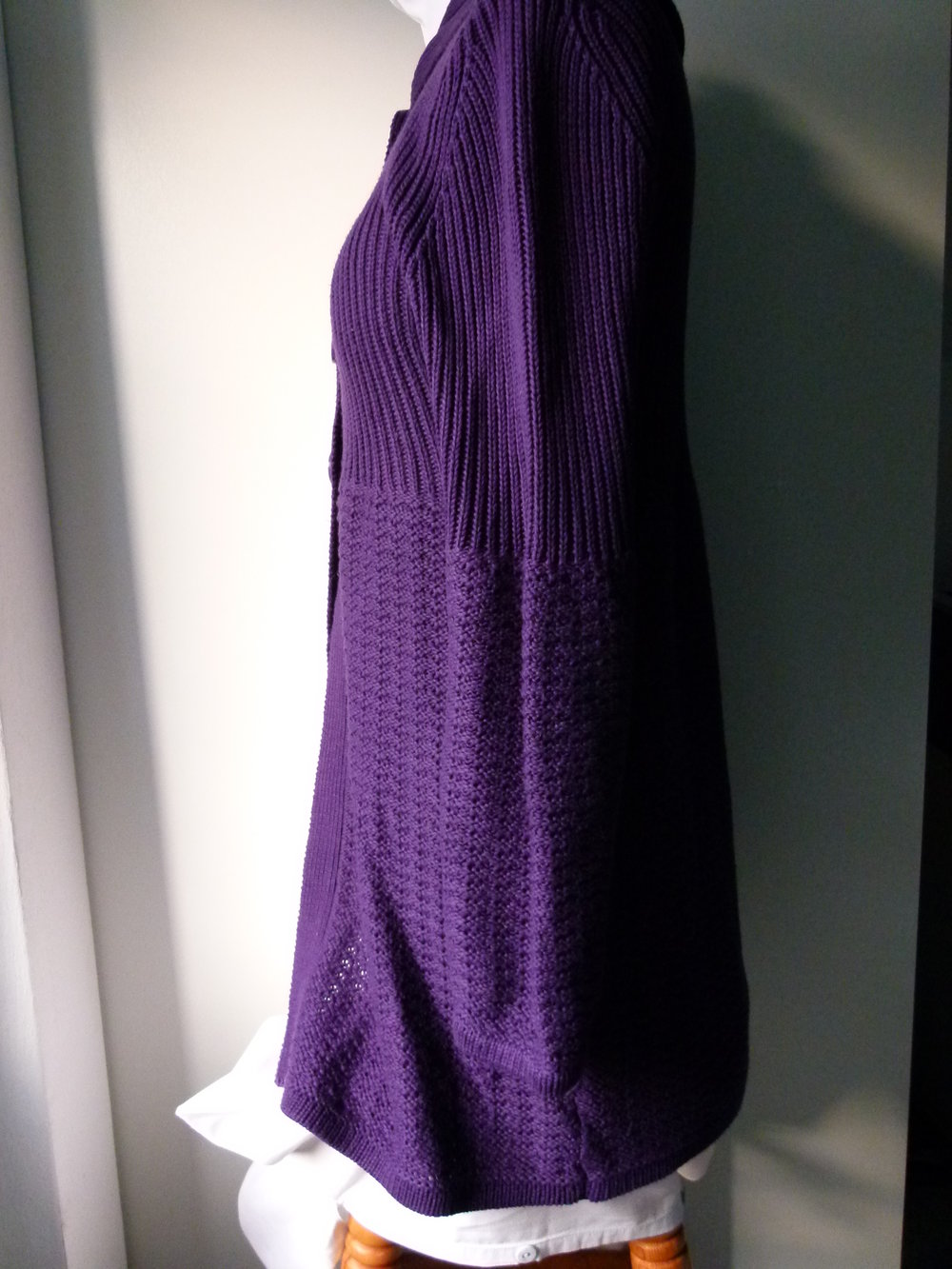 Lange Strickjacke Cardigan, violett lila, Boho Mori Goa Festival Hippie Lagenlook Winter