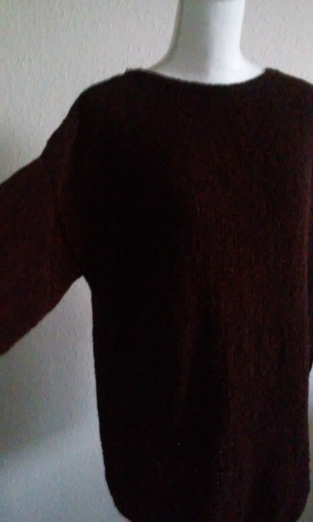 Handarbeit Rollkragenpullover Pulli Rolli Pulloverkleid/Kleid -handgestrickt- weinrot/schwarz Gr.36 ungetragen! neu
