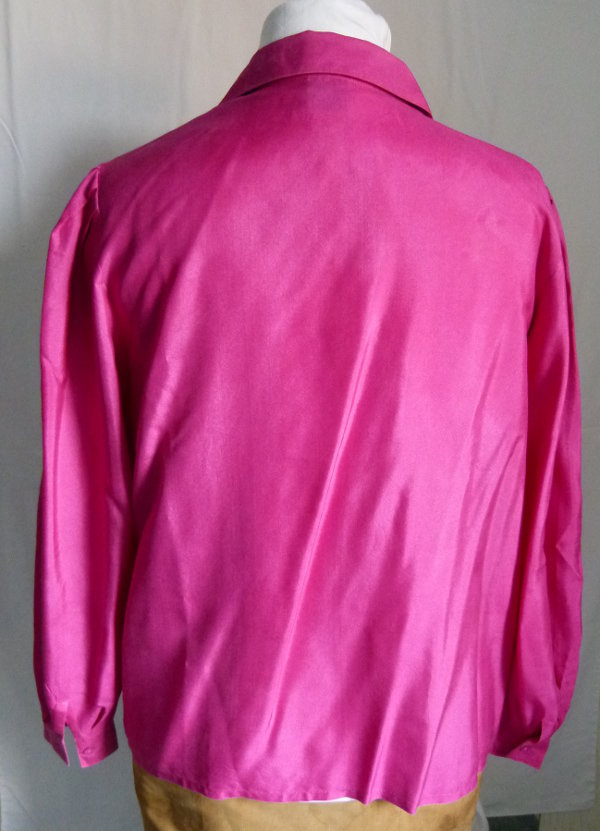 Seiden Bluse, fuchsia pink, Boho Goa Festival Hippie Retro Vintage Sommer Lagenlook Cottagecore