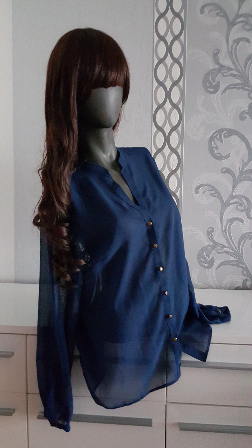 Bluse Jäckchen mit Spitzen L / XL 40 / 42 Blau