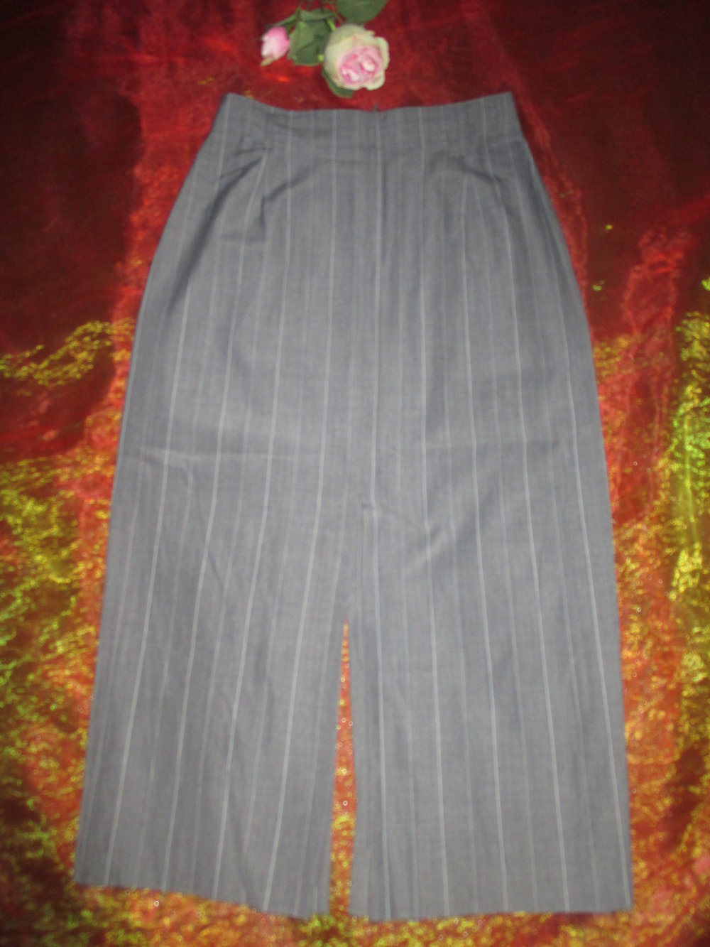NEU * Sekretärinnen * Buisness * Nadelstreifen * Schurwolle * Maxi * Shift * Pencil Skirt * High Waist * Rock 