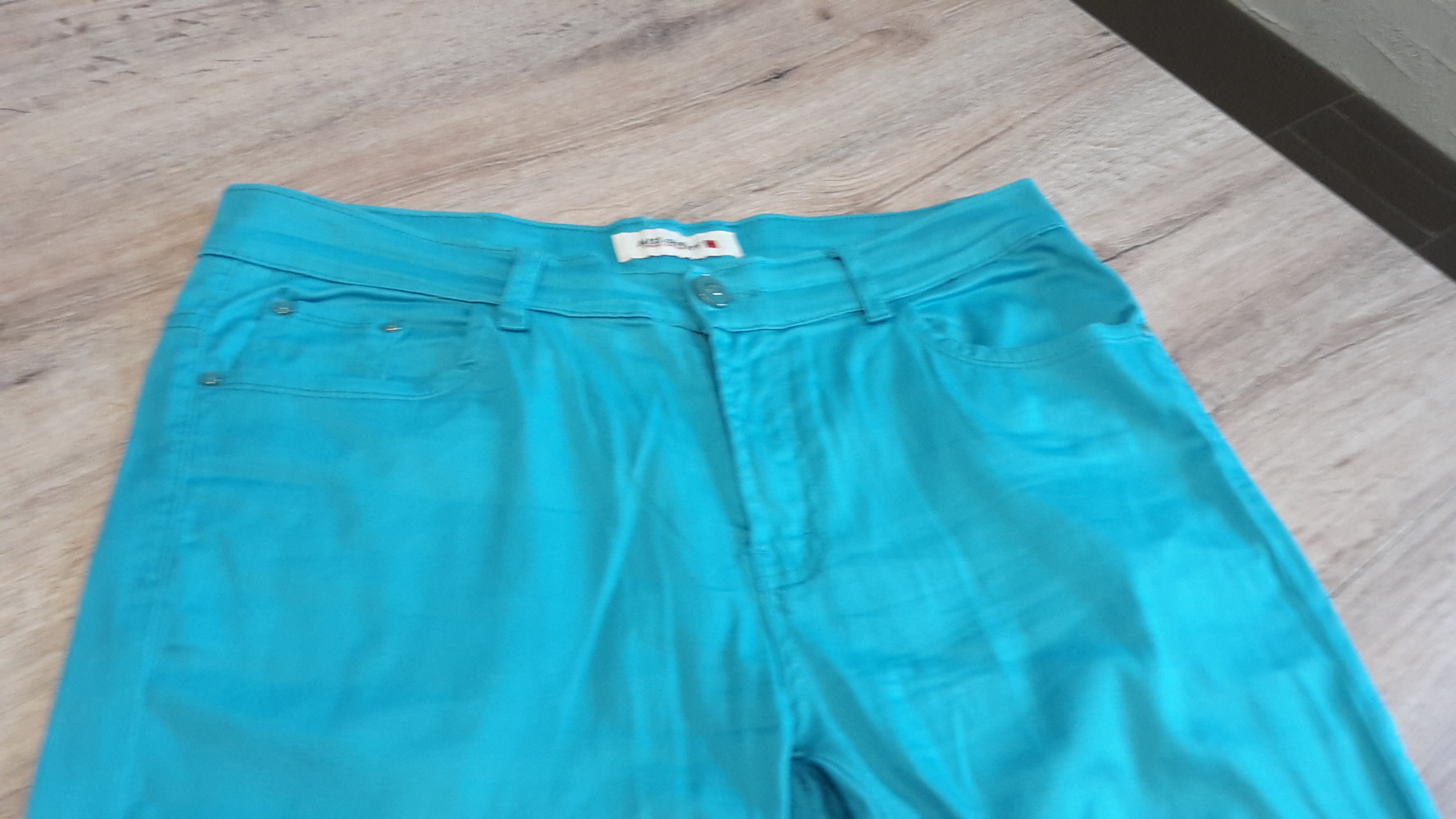 GR.42/l petrol blau Hose Sommer 7/8 chic Details frisch türkis