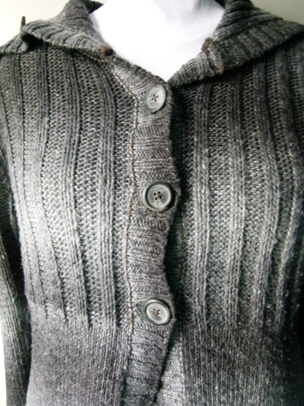 Lange Strickjacke Jacke Cardigan, anthrazit grau ombre, Farbverlauf, Boho Mori Lagenlook Herbst Winter Knitwear
