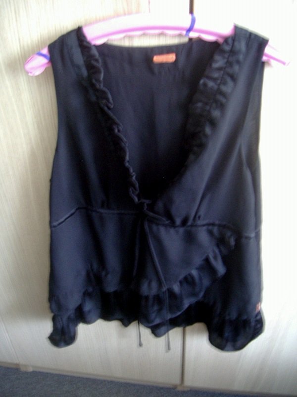 Damen-Volant-Top schwarz festlich 