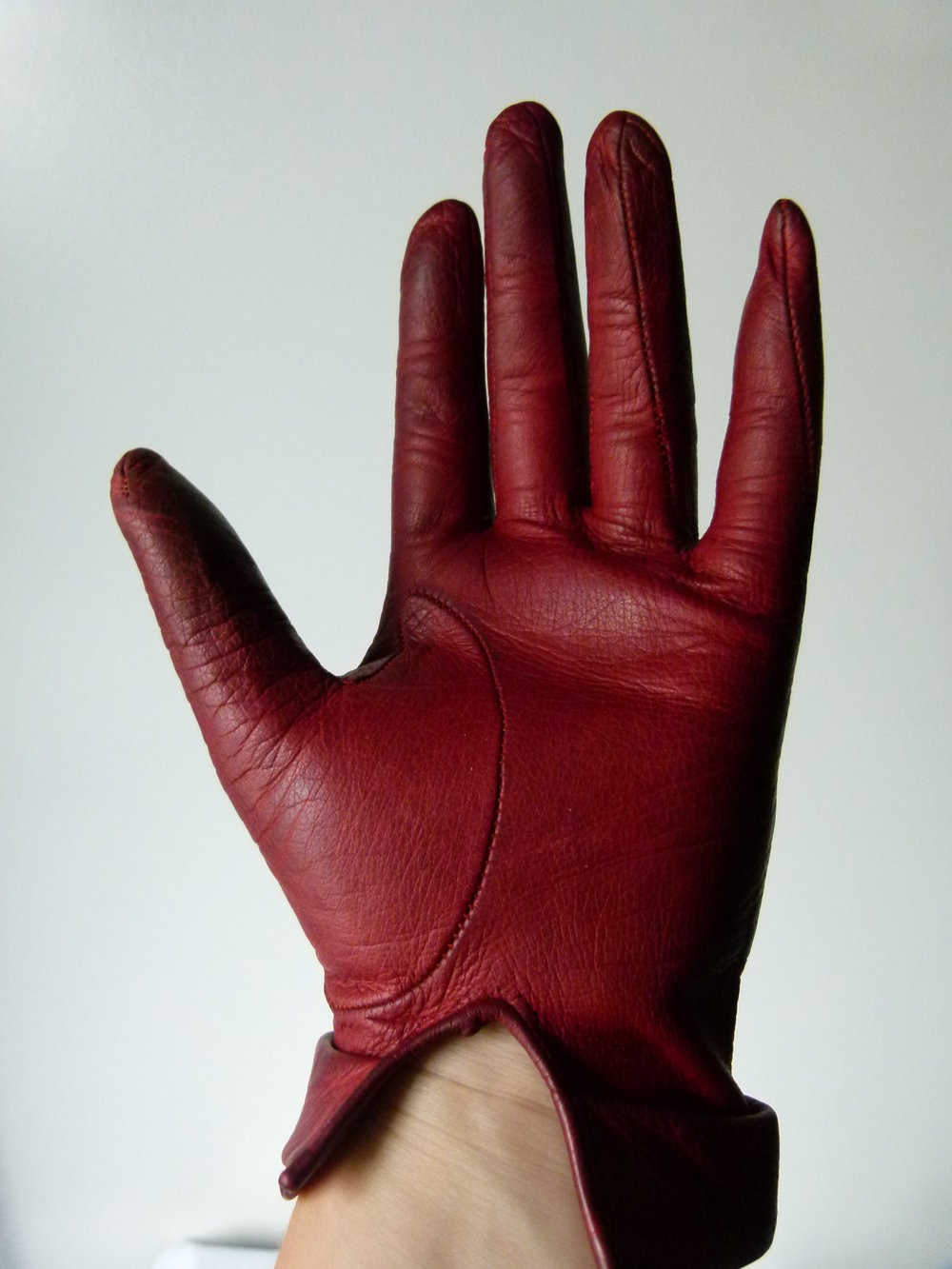 Leder Handschuhe, True Vintage, dunkelrot, Gothic Retro Boho Steampunk Mori