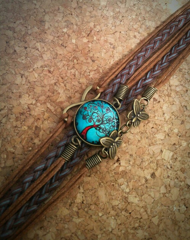 Armband Lebensbaum Infinity Ethno Goa braun Vintage türkis blau Romantik 