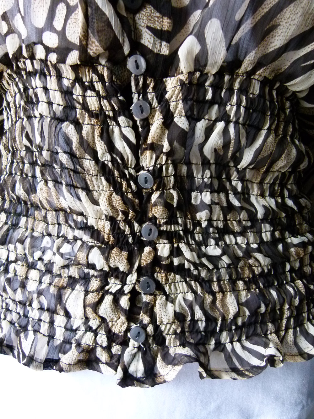 Chiffon Bluse Tunika im Leo-Look, Animalprint, braun nude, Boho Mori Goa Festival Sommer Strand Lagenlook