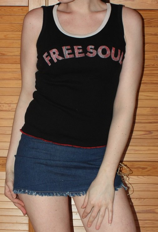 Freesoul Italia Top, Gr. S, Schrift vorne rot, hinten pink