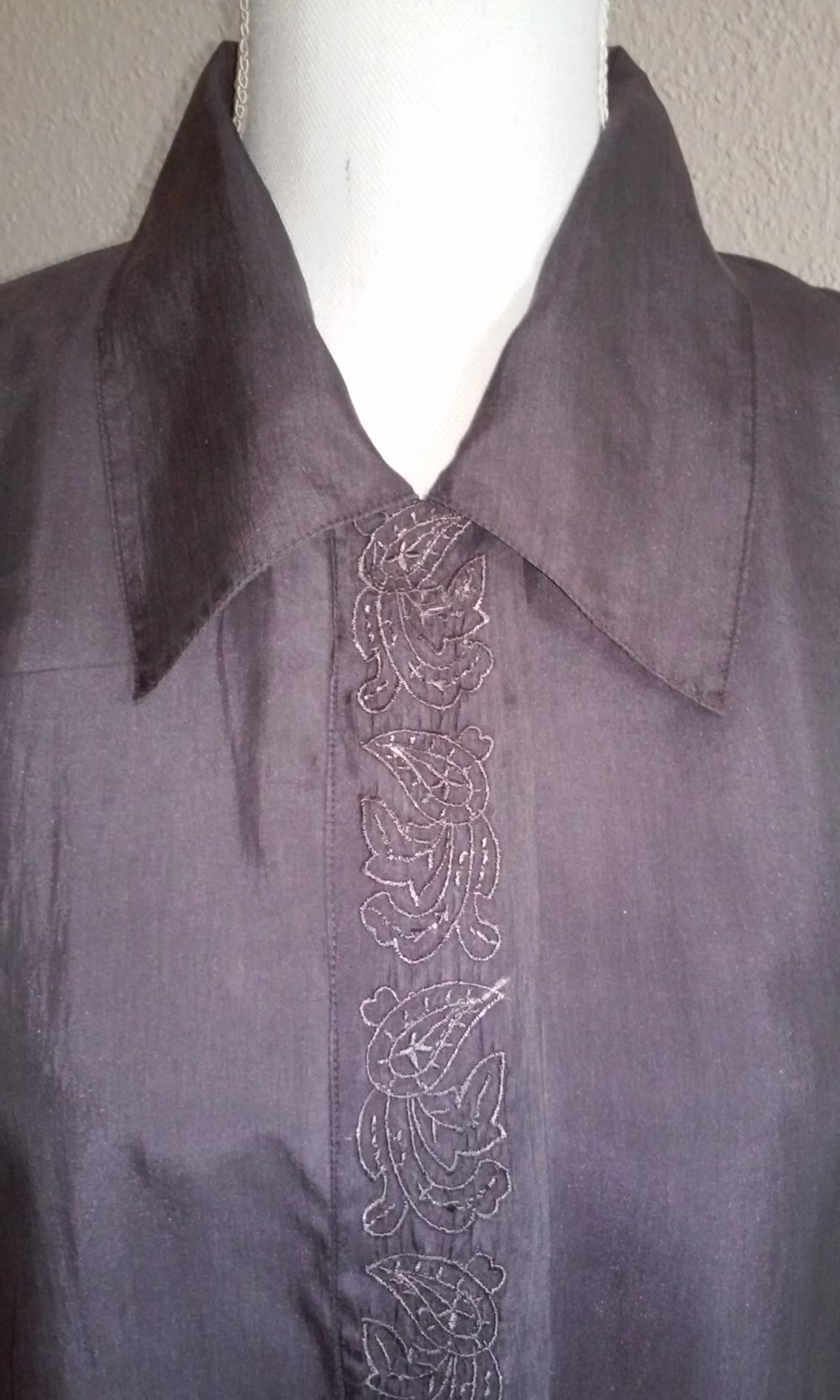 hochwertige Seidenbluse Festbluse Bluse langarm Gr.38 in Pflaume