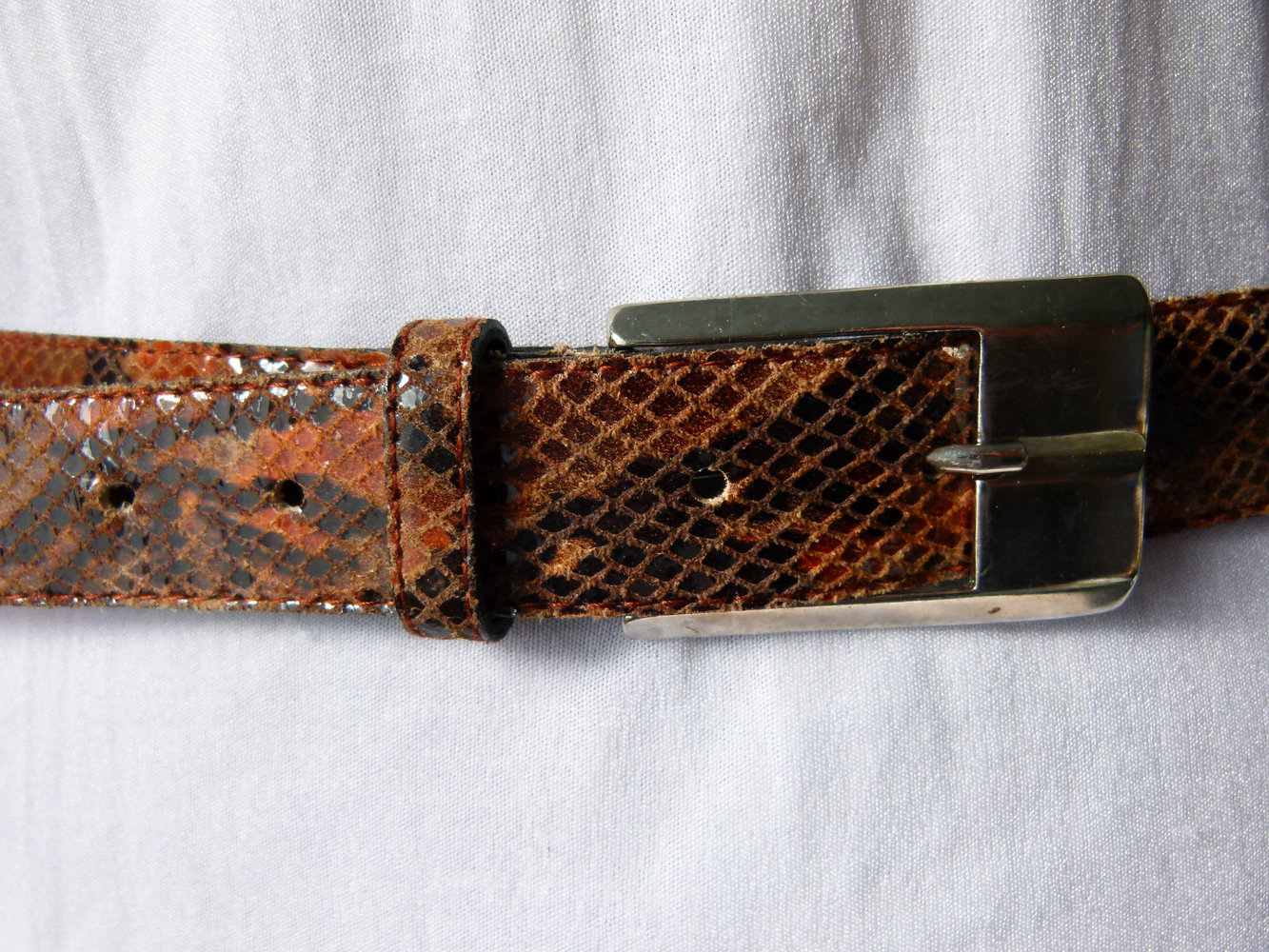 Gürtel in Schlangenleder-Optik, braun, Boho Retro Mori Vintage
