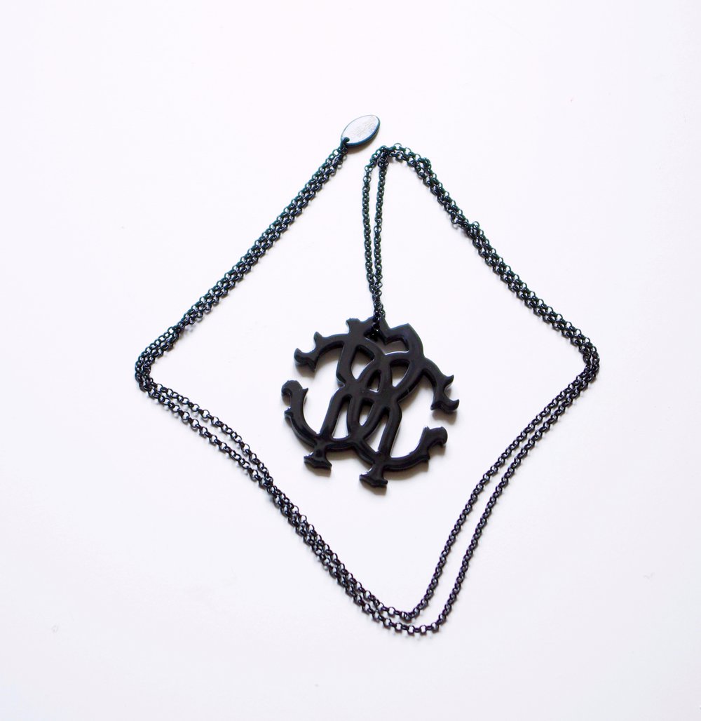 Roberto Cavalli Statementkette in schwarz Metall