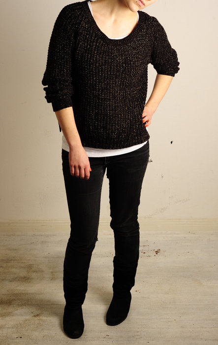 Glitzerpulli Pulli Gold Glitzer Goldfäden Strickpullover Pullover Hipster Blogger