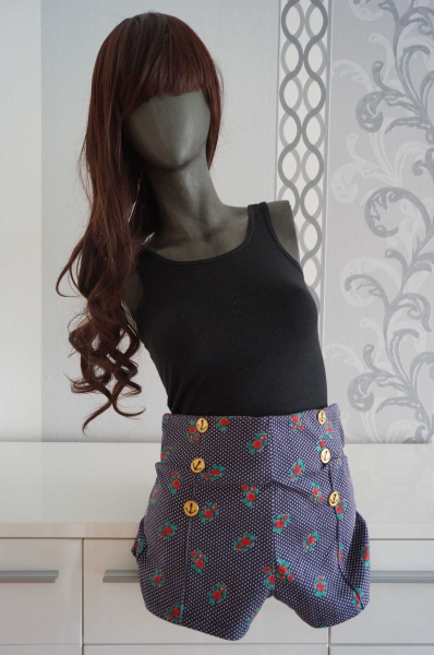Blaue Blumen Shorts Marine Anker Rockabilly Rockabella 38 M Neu