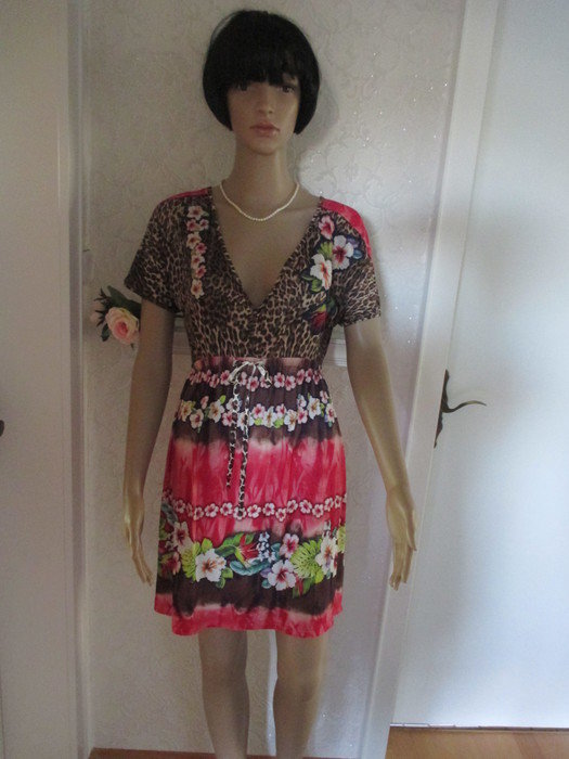 NEU * Karibik * Blüten * Blumen * Flower- Power * Leo * Anima- Style * Strech * Mini- Kleid 