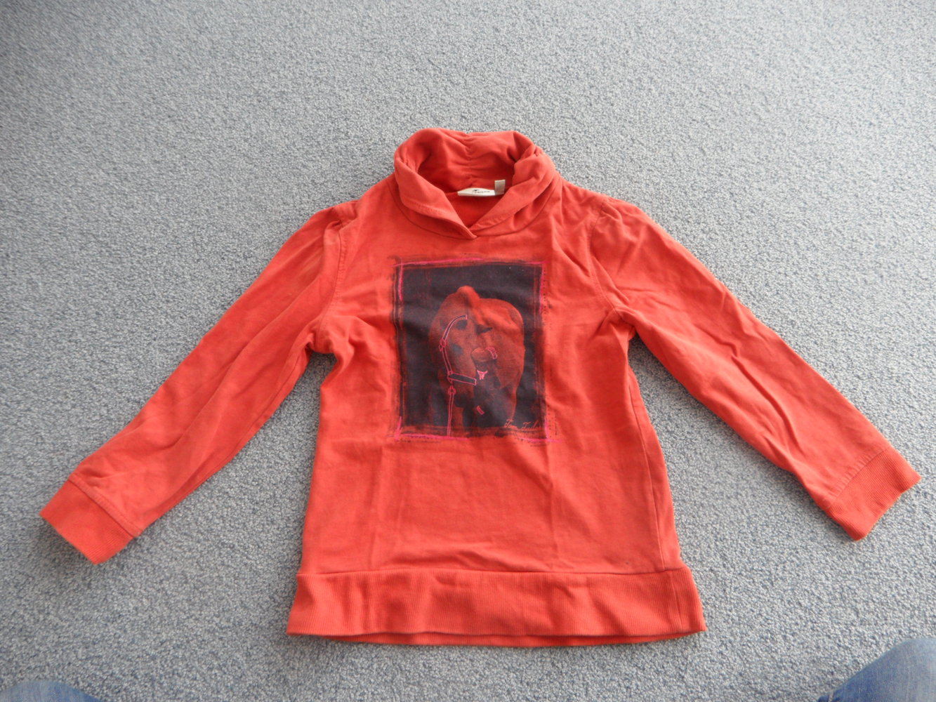 Tom Tailor Langarmshirt mit Kragen Pferde Reiter Fotodruck