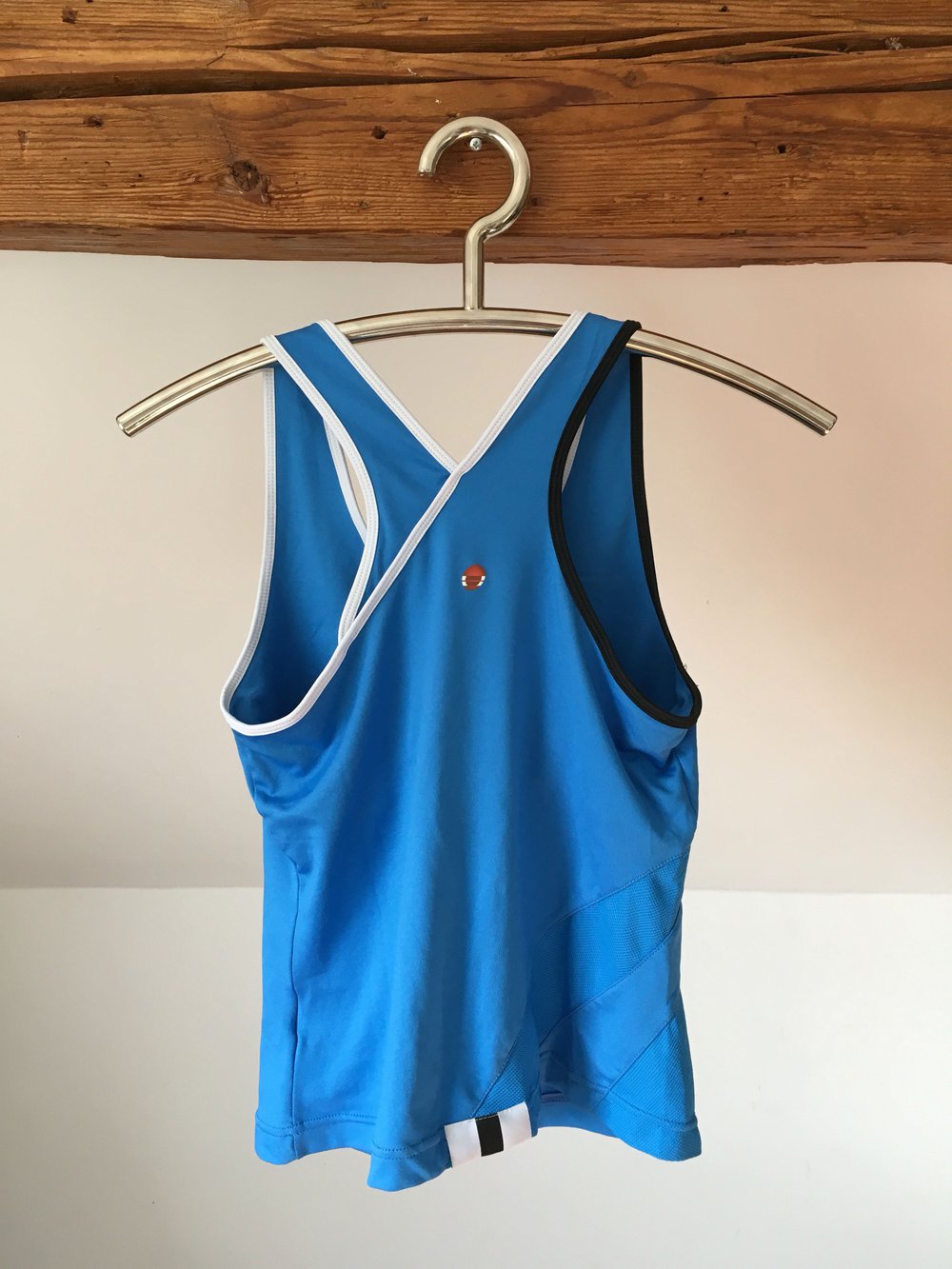 Babolat Sporttop S 36 38 blau Tennis top Fitness Shirt gym Oberteil weiß integrierter BH 