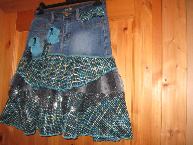 *** Neu ~ Jeans ~ Rock ~ Materialmix ~ Gürtel ***