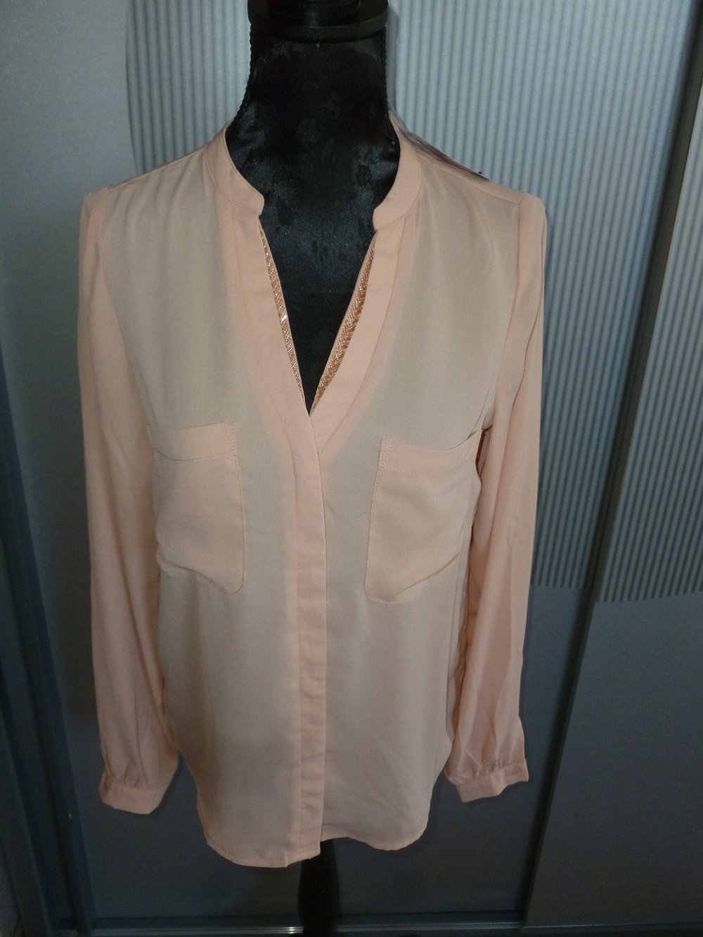 Bluse Shirt nude Pailletten Promod neu